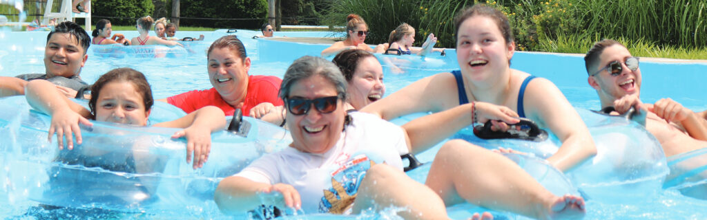 Happy people at the waterpark