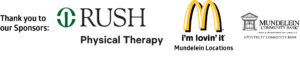 Sponsor logos: Rush Physical Therapy, McDonalds and Mundelein Community Bank