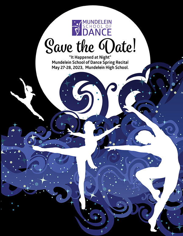 Spring Dance recital graphic dancers in the night